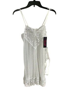 Fantasy Lingerie Vintage 1990s Large Sheer White Gown and Thong Panty Bridal